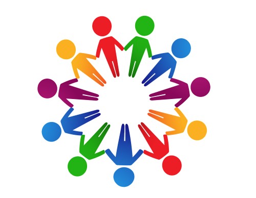 Human silhouettes in a circle